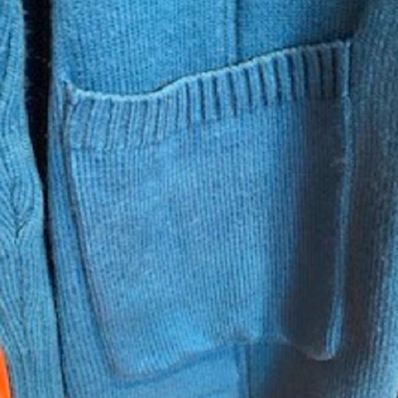 Dennis Basso Long Green Knit Cardigan Sweater Faux Fur Removable Collar Sz: L - Picture 5 of 8